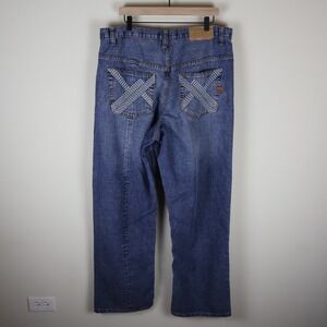 Vintage Y2K Rocawear Baggy Embroidered Jeans Size 38 Waist 38" Inseam 33"